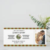 Invitation Mariage avec billets marron chocolat, vert sauge e (Debout devant)