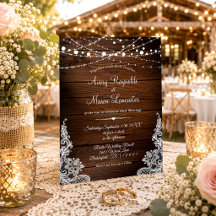 Mariage avec Bois Rustique et Guirlandes de Lumièr