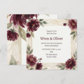 Invitation Mariage avec Bordure de Rose Bourguignonne (Devant / Derrière)