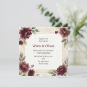 Invitation Mariage avec Bordure de Rose Bourguignonne (Debout devant)