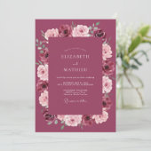 Invitation Mariage avec Bordure Florale Bourguignonne (Debout devant)