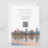 Invitation Mariage avec code QR aquarelle de la skyline de Ci (Dos)