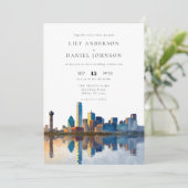 Invitation Mariage avec code QR aquarelle de la skyline de Da (Debout devant)