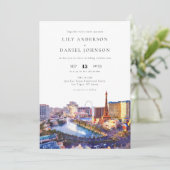 Invitation Mariage avec code QR aquarelle de la skyline de La (Debout devant)