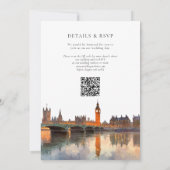 Invitation Mariage avec code QR aquarelle de la skyline de Lo (Dos)