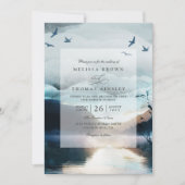 Invitation Mariage avec code QR aquarelle rustique du lac de (Devant)