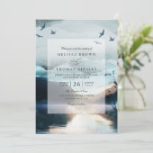 Invitation Mariage avec code QR aquarelle rustique du lac de (Debout devant)
