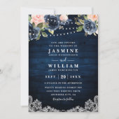 Invitation Mariage avec code QR de guirlande lumineuse rustiq (Devant)