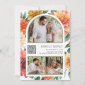 Invitation Mariage avec code QR de jar Mason floral de Dahlia (Dos)