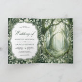Invitation Mariage avec code QR de la forêt enchantée à l'aqu (Intérieur)
