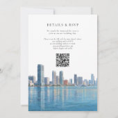 Invitation Mariage avec code QR de la skyline de Miami aquare (Dos)