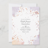 Invitation Mariage avec code QR de peinture Rose Gold et past (Devant)