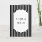 Invitation Mariage avec code QR de photo rayée noir et blanc (Devant)