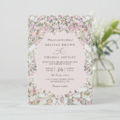 Invitation Mariage avec Code QR de Portail de Jardin à l'Aqua (Debout devant)