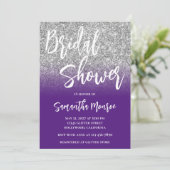 Invitation Mariage avec code QR dégradé violet paillettes arg (Debout devant)