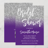 Invitation Mariage avec code QR dégradé violet paillettes arg (Devant / Derrière)