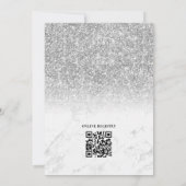 Invitation Mariage avec code QR en Glitter Argent et Marbre (Dos)