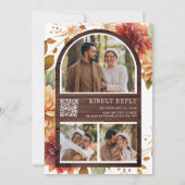 Invitation Mariage avec Code QR en Pot Mason Dahlia Automnal (Dos)