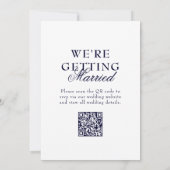 Invitation Mariage avec code QR et bordure Harlequin bleu mar (Dos)