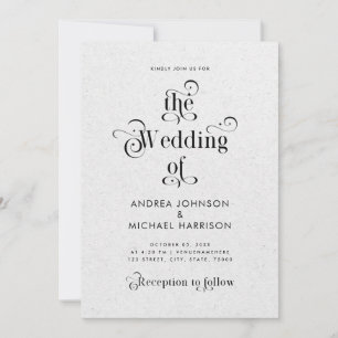 Invitation Mariage avec code QR et typographie vintage grise