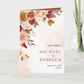 Invitation Mariage avec code QR Floral Terracotta Bourgogne R (Devant)