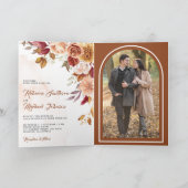 Invitation Mariage avec code QR Floral Terracotta Bourgogne R (Intérieur)