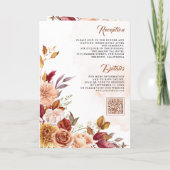 Invitation Mariage avec code QR Floral Terracotta Bourgogne R (Dos)