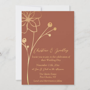 Invitation Mariage avec code QR photo cuivre et or