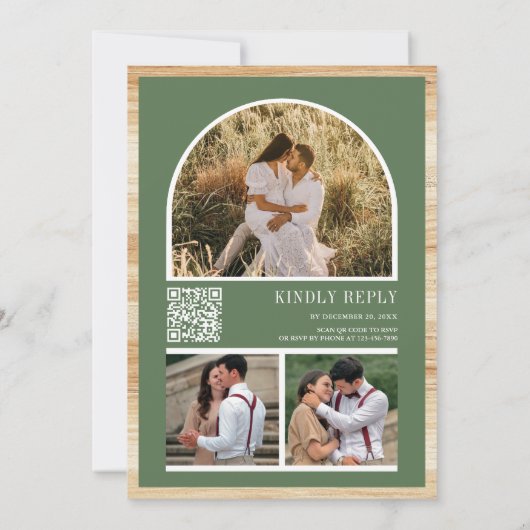 Invitation Mariage avec code QR pour cheminée de Noël blanc (Dos)
