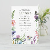 Invitation Mariage avec code QR pour collage photo de fleurs (Debout devant)