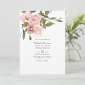 Invitation Mariage avec code QR RSVP Fleurs Rose Tendresse (Debout devant)