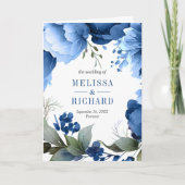 Invitation Mariage avec code QR sur pot Mason floral bleu roy (Devant)