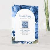Invitation Mariage avec code QR sur pot Mason floral bleu roy (Dos)
