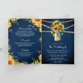 Invitation Mariage avec code QR sur pot Mason Tournesols Bleu (Intérieur)