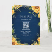 Invitation Mariage avec code QR sur pot Mason Tournesols Bleu (Dos)