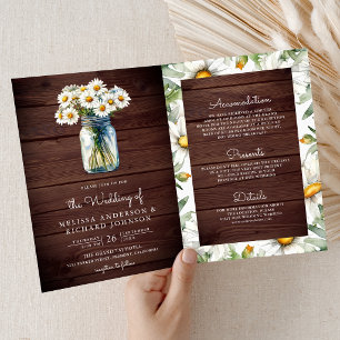 Invitation Mariage avec code QR sur un pot Mason floral de pâ