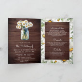 Invitation Mariage avec code QR sur un pot Mason floral de pâ (Intérieur)