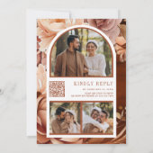 Invitation Mariage avec code QR sur un pot Mason floral en te (Dos)