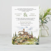 Invitation Mariage avec code QR Tuscany Aquarelle Rustique (Debout devant)