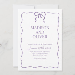 Invitation Mariage avec cravate noire et lilas capricieux