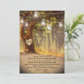 Invitation Mariage avec des bocaux Mason rustiques, un arbre, (Debout devant)