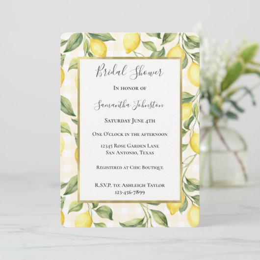Invitation Mariage avec des citrons jaunes frais (Debout devant)