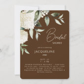 Invitation Mariage avec des Hydrangeas Marron et Crème Blanch (Devant)