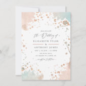 Invitation Mariage avec éclaboussures de peinture Rose Gold e (Devant)