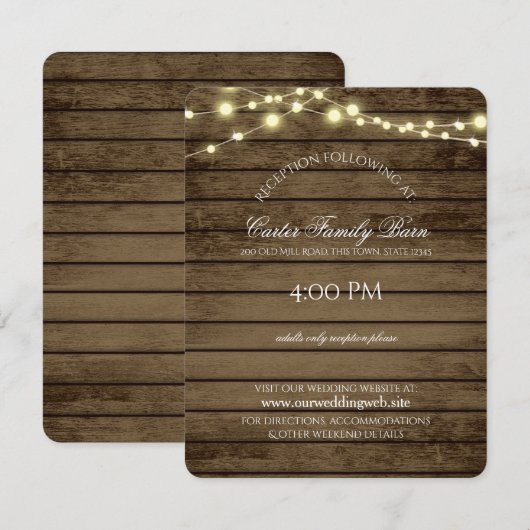 Invitation Mariage avec Éclairages Rustiques et Détails de Bo (Devant / Derrière)