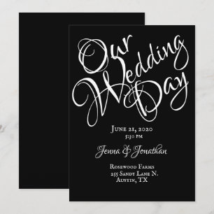 Invitation Mariage avec écriture jolie noir et blanc