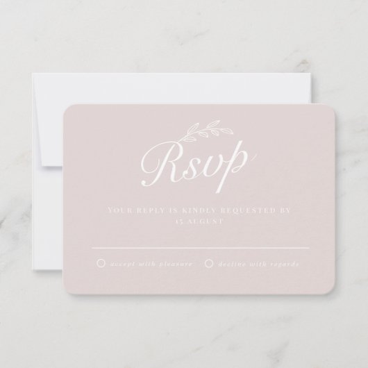 Invitation Mariage avec écriture manuscrite et feuille botani (Devant)