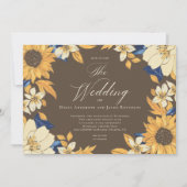Invitation Mariage avec écriture Sunflower aquarelle (Devant)