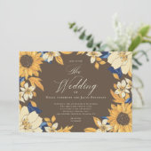 Invitation Mariage avec écriture Sunflower aquarelle (Debout devant)