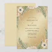 Invitation Mariage avec feuillage de mousse Champagne (Devant / Derrière)